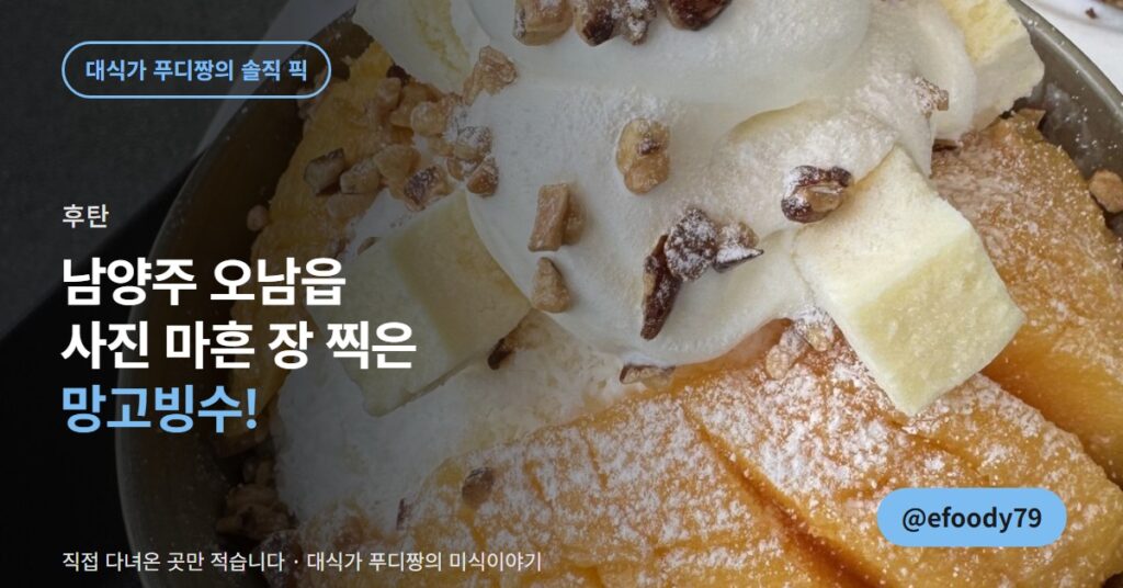 남양주 카페 후탄, 망고빙수 앞에서 사진을 마흔 장 찍었습니다